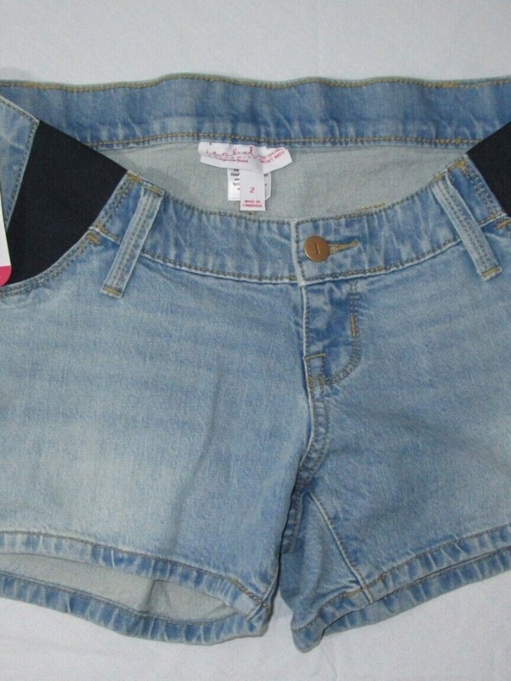 New Ingrid & Isabel Maternity Jean Shorts Crossover Panel SIZE 6  #39